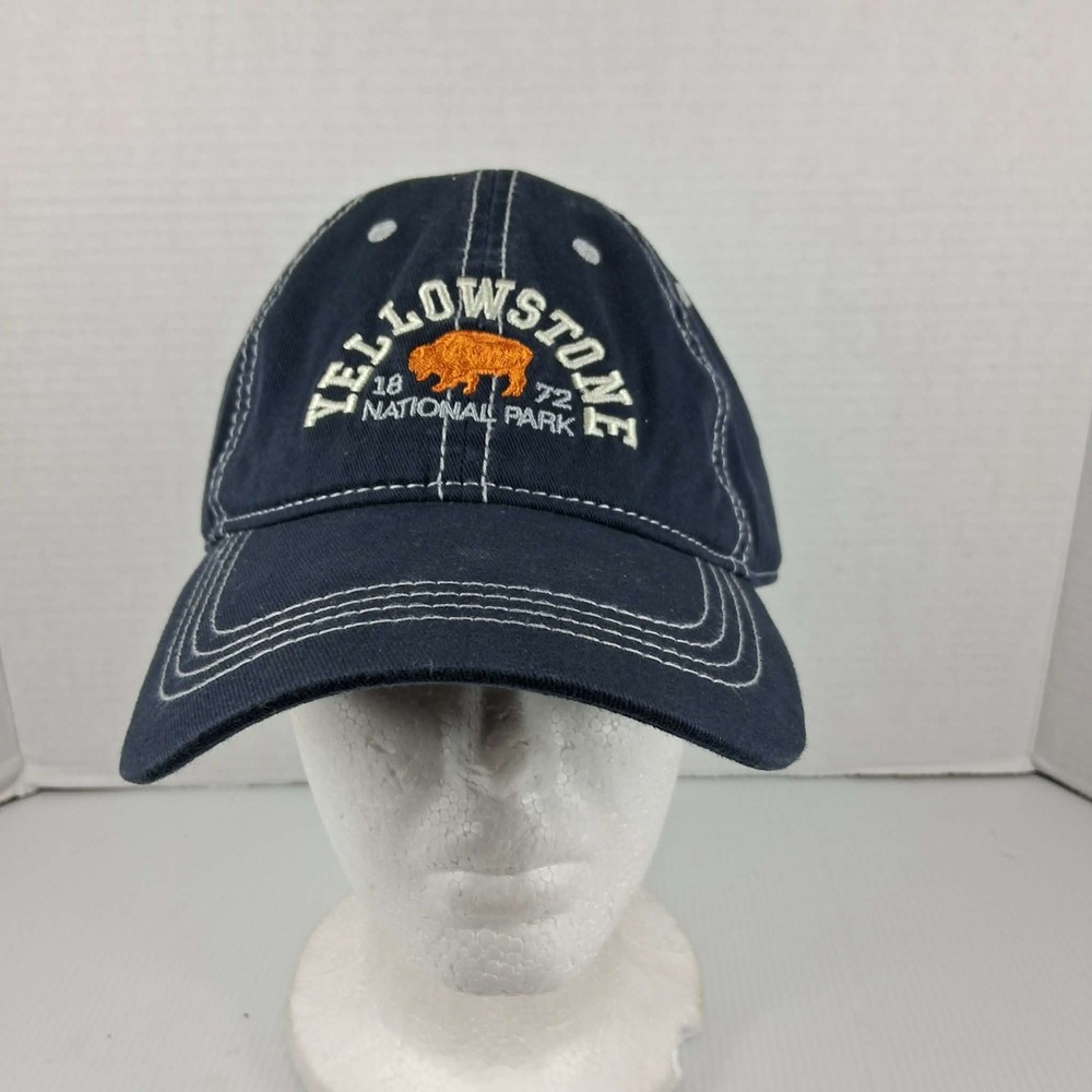 Prairie Mountain Yellowstone National‎ Park Navy Blue Embroidered Bison Hat Cap